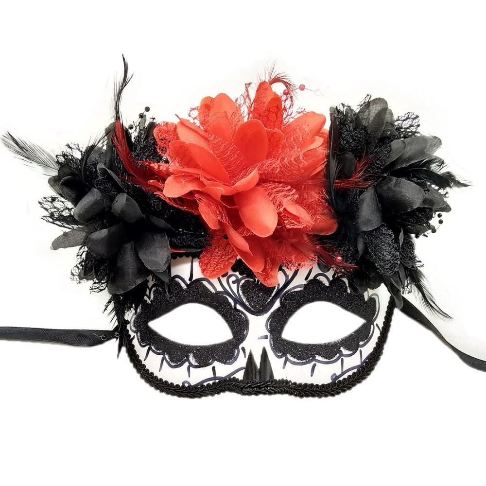 Flowers Halloween Mask Fashion Cosplay Mexican Day of The Dead Mask Retro Exquisite Flower Wearing Ghost Mask Halloween Prom