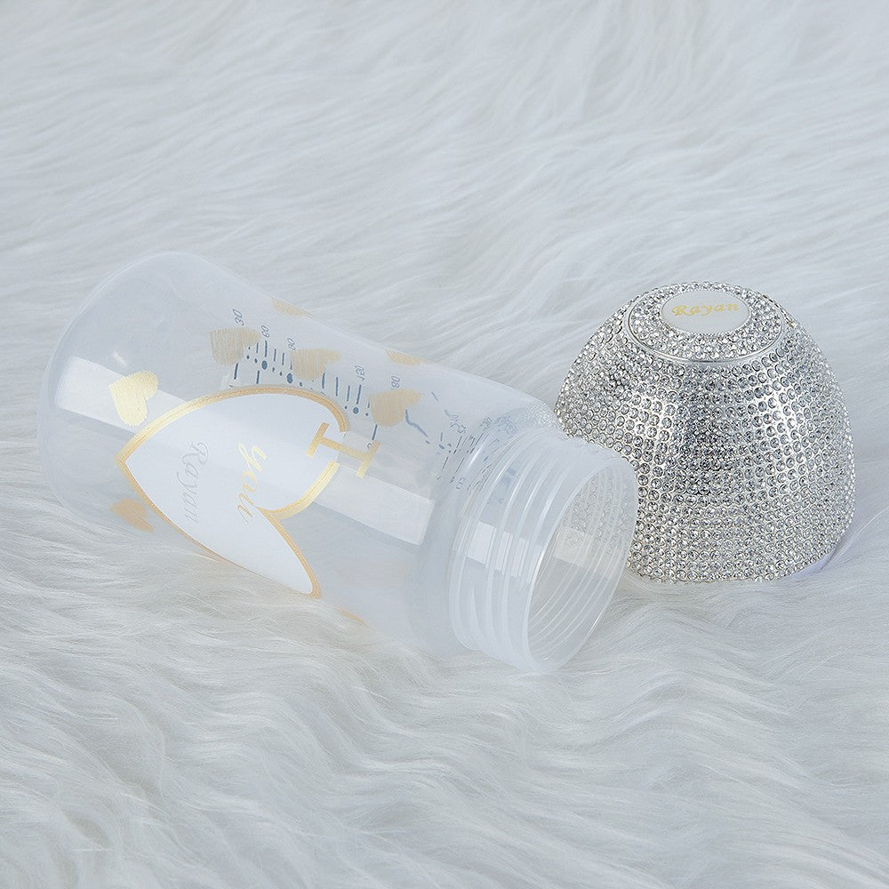 MIYOCAR personalized gold bling baby bottle BPA free plastic 260ml and 150ml bottle lovely baby bottle feeding bottle