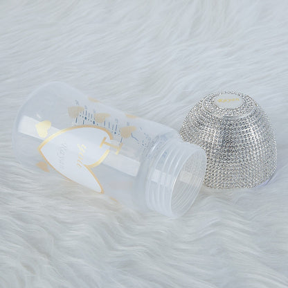 MIYOCAR personalized gold bling baby bottle BPA free plastic 260ml and 150ml bottle lovely baby bottle feeding bottle