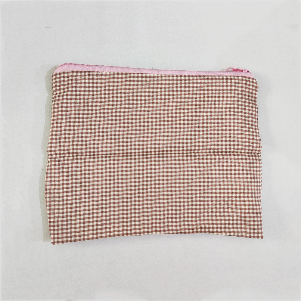 New Women Plaid Makeup Bag Large Capacity Cotton Zipper Pouch Purse Travel Clutch Makeup Bag Cosmetic Zipper Necessarie Feminina
