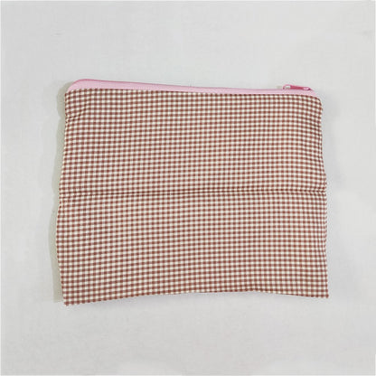 New Women Plaid Makeup Bag Large Capacity Cotton Zipper Pouch Purse Travel Clutch Makeup Bag Cosmetic Zipper Necessarie Feminina