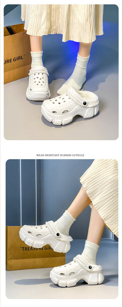 New Women's Winter Platform Sandals Slippers Shoes Outdoor Thick Sole Shoes Lightweight Breathable Women Fur Flats slippers