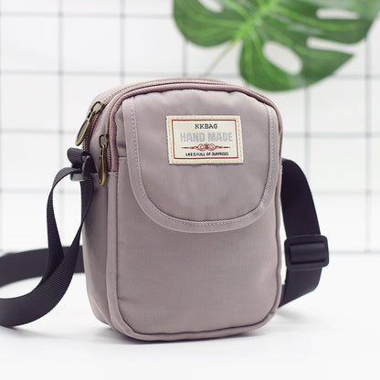 Simple men's crossbody bag in solid color  multi-layer zipper nylon single shoulder mobile phone bag  daily wallet replacement