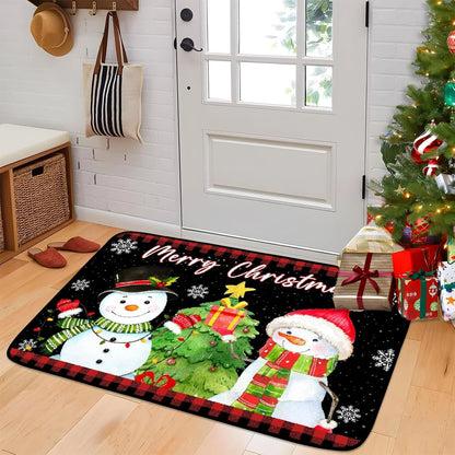 VIKAMA Christmas Doormat, Merry Christmas Decorative Rug, Indoor/Outdoor Entry Mat, Durable and Easy-to-Clean Home Decor