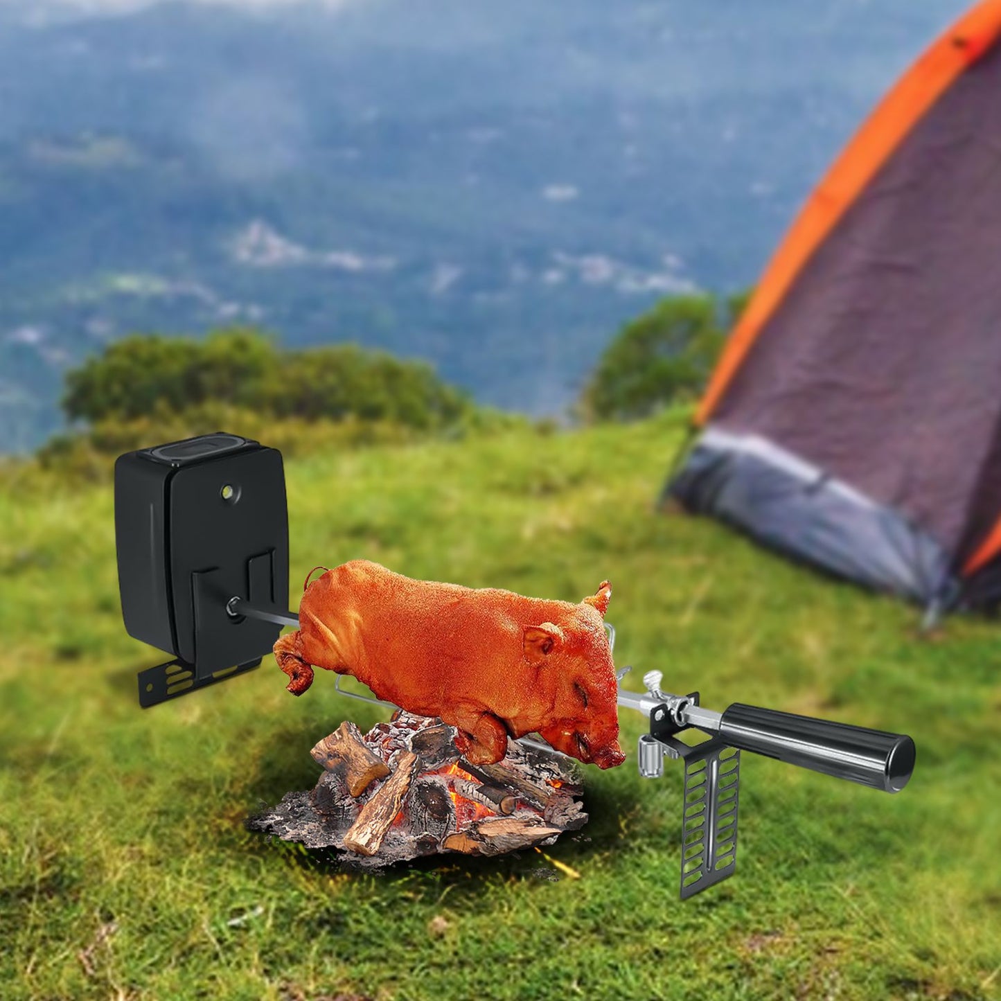 Electric Rotating BBQ Grill 360° Auto Turn Spit Roaster for Chicken Meat Shish Kebab Electric Barbecue Rotisserie Oven Grill