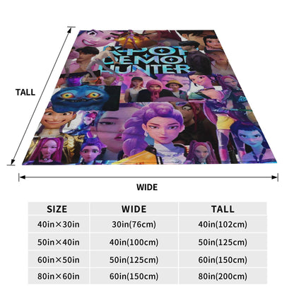 Huntrix Zoey Rumi Mira Blanket Cover Flannel KPop Demon Hunters Lightweight Throw Blankets for Outdoor Travel Bed Rug