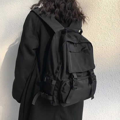 Mochilas Simples Grande Capacidade Bolsa de Viagem Sólida Harajuku Mochila Escolar Estudantil Bolsa Masculina Feminina Unissex High Street