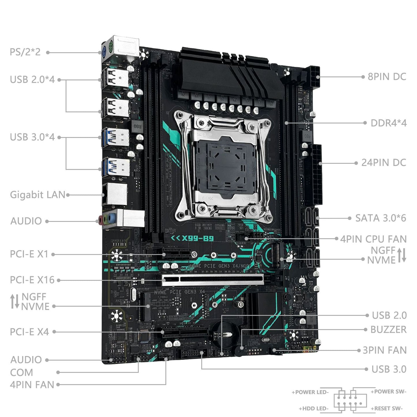 MACHINIST X99 B9 Motherboard Optional LGA 2011-3 Xeon E5 2667 V4 Processor CPU combo And 16GB DDR4 RAM kit USB3.0