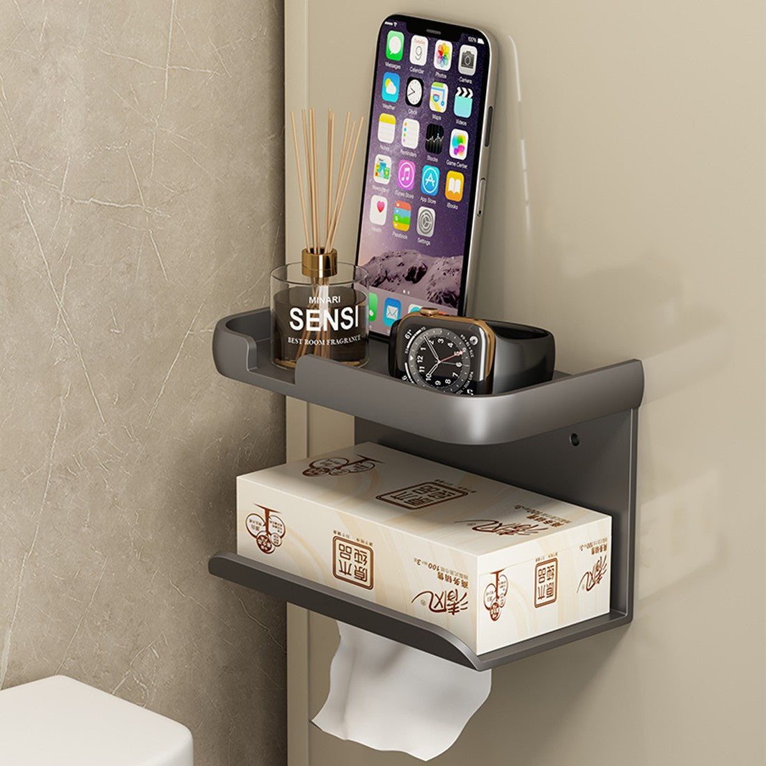 Toilet Paper Holder Aluminium Storage Rack Kitchen Towel Placement Of Seasoning Bottles Bathroom Wall Roll Of Paper Phone Storag