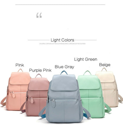 Zency Mochila Feminina Elegante Preta Branca Couro Genuíno Qualidade A++ Antifurto Grande Capacidade Mochila de Viagem Designer