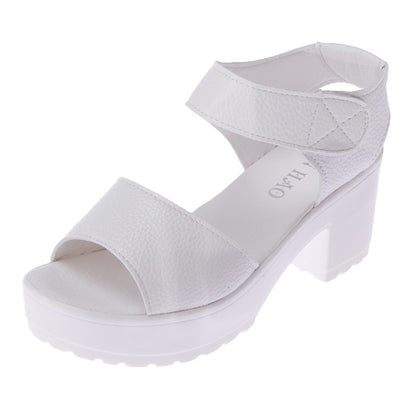 Summer New White High-heeled Women's Sandals Women's Chunky Heel Wedge Platform Sandals Fish Mouth Shoes Roman Sandals for Women