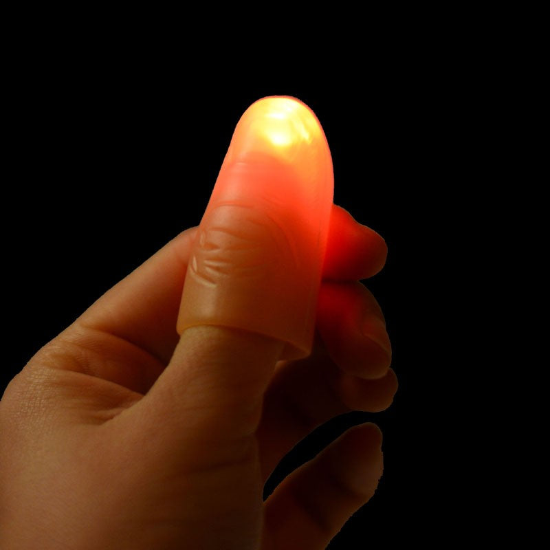 2pcs Thumb Finger Light Luminous Finger Light Magic Trick Props Halloween 2025 Decoration Glowing Fingers Glow in The Dark