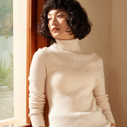 Autumn and Winter New Women's Sweater 100% Pure Cashmere High Collar Hoodie Knitted Basic Style Hot Selling Women's Top