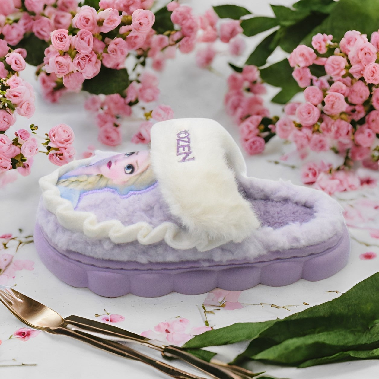 Disney Princess Elsa Winter Children's Cotton Home Slippers Frozen Girl's Snow Non Slip Warm Baby Slippers Pink Blue Size 24-36
