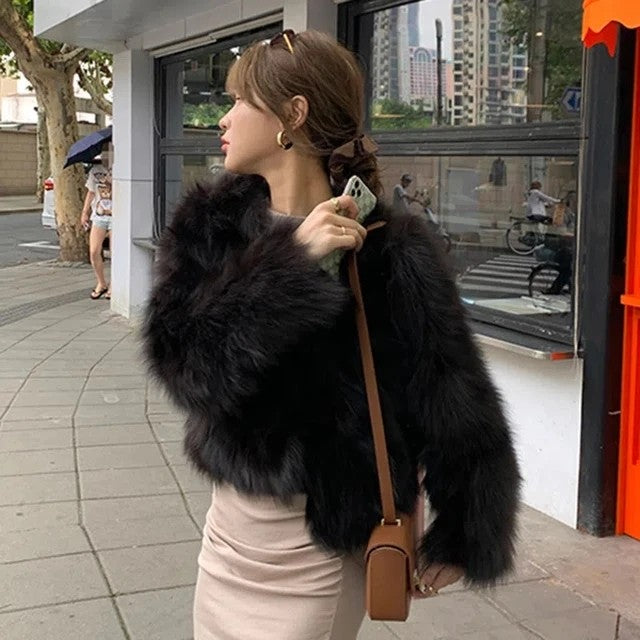 Faux Fur Coat Womens Clothing 2025 New Fashion Casual Imitation Fox Fur Coat Female  Short Loose Comfortable Winter Jacket