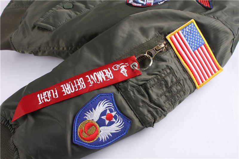 2023 Military Pilot Flight Quilted Winter Kids Toddler Clothes Boys Girls Satin Letterman Varsity Bomber Jacket with Patches