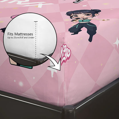 3pcs K-Pop Demon Hunters Printed Chipless Bed Sheet Set Multi Size Soft Bed Cover Bedroom Bedding Decoration Machine Washable