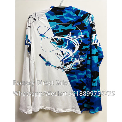 Camisetas de Pesca Desempenho Tops Vestuário de Pesca Manga Comprida Vestido Respirável Camisa Proteção UV 50 Roupa de Pesca Masculina
