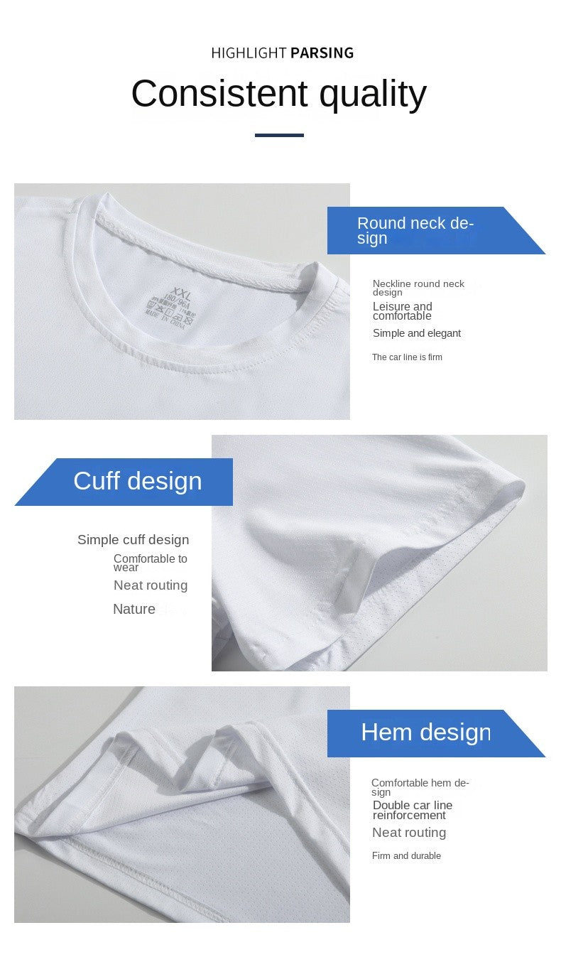 Running T-shirt Reflective Short Sleeve Ice Silk Quick Drying Summer Thin Breathable Fitness Tees Shirt Sportswear Sportsshirt