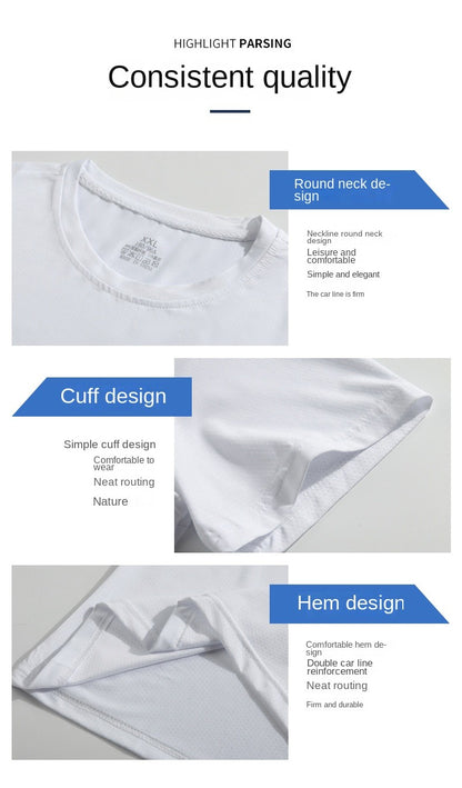 Running T-shirt Reflective Short Sleeve Ice Silk Quick Drying Summer Thin Breathable Fitness Tees Shirt Sportswear Sportsshirt