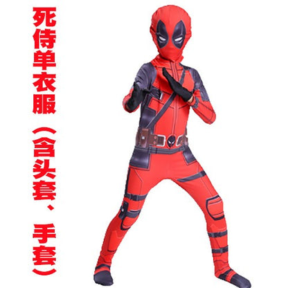Kids cosplay Costume Boys  Superhero Deadpool  mask suit Jumpsuit Bodysuit Halloween party Costume For boy girls