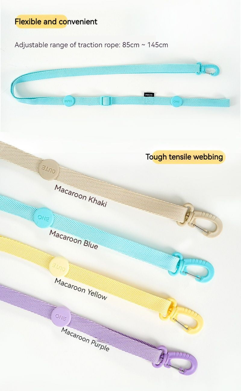 Conjunto de Coleira e Guia Ajustável para Cães Cor Macaron, Acessórios Reflexivos para Cães Pequenos para Filhotes e Gatos, Passeio com Animais de Estimação