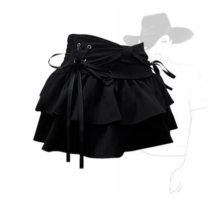 New Fashion Women Hot Girl Sweet Kawaii Bow Vintage Y2k Clothes American Streetw