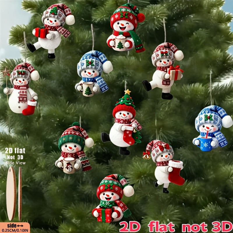 15 Pieces in a Random Assortment of Styles, Christmas Snowmen in Various Poses Holding Christmas Gifts, Handmade Christmas Hanging Ornaments, Essential Christmas Decorations, Great Gift Items