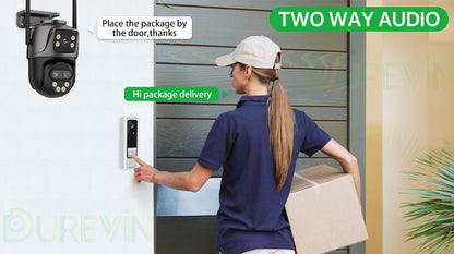 6K 9MP HD IP Camera Outdoor Three-Lens External WiFi Camera 4K/2K Dual Screen Security PTZ Cam Auto Tracking Surveillance iCSee