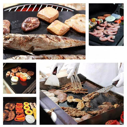 Non stick BBQ Grill Mat 40*33cm Party Mat Black Barbecue Plate Cooking Grilling Sheet Heat Resistance Easily Clean Kitchen Tools