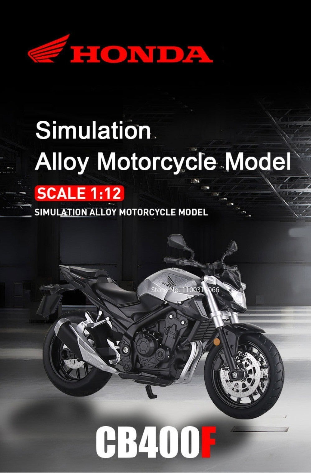 Modelos de Motocicletas 1:12 Honda CB400F R1 Carros de Brinquedo com Luz Musical Direção de Roda Miniatura de Motocicleta Ornamento de Mesa de Escritório