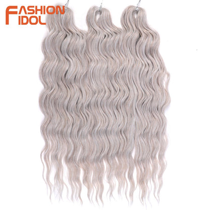 FASHION IDOL Cabelo de Crochê Torção Laranja Extensões de Cabelo Trançado de Onda Profunda Sintética Cabelo Onda de Água 24 Polegadas Fibra Resistente ao Calor