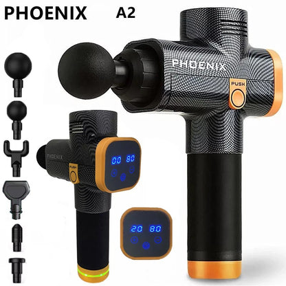 Phoenix A2 Massage Gun Relaxamento Muscular Massageador de Tecido Profundo Vibrador Dinâmico Costas Portátil de Mão Display Pistola de Fáscia Massagem