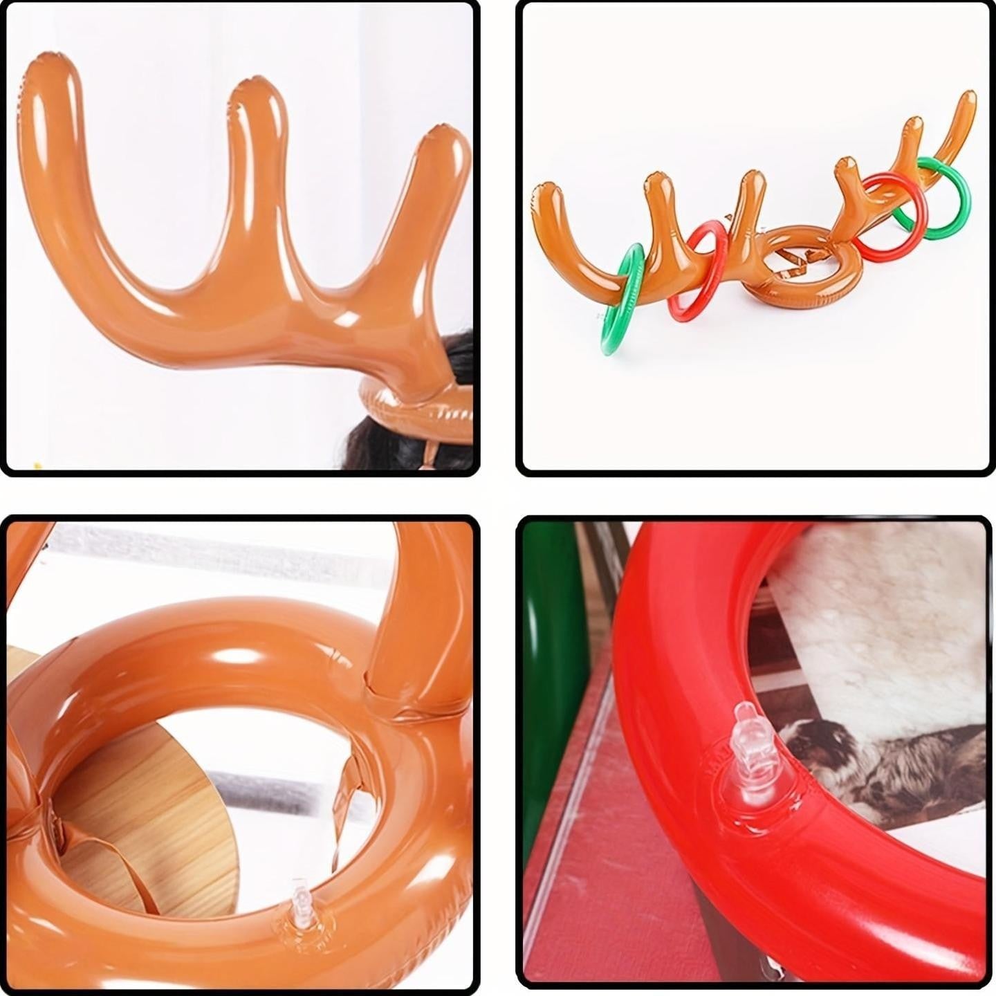 Inflatable Reindeer Antler Ring Toss Game Set - Perfect for Christmas, Halloween & Easter Parties - PVC Material, Excluding Pump
