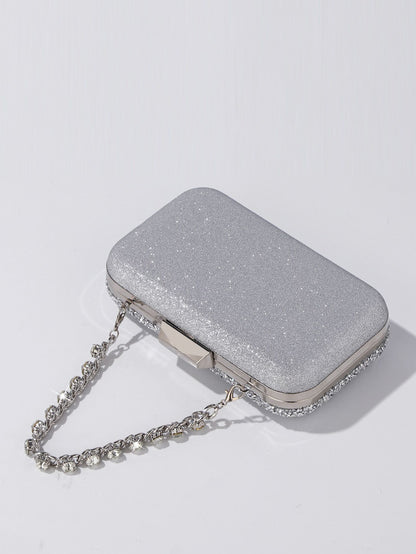 Luxury Elegant Sequined Clutch Bag Trendy Glitter Diamonds Metal Buckle Evening Bag Wedding Clutch Handbag Shoulder Bag Chain