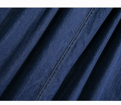 Plus Size Denim Skirt Women Summer 2025 New Korean Style High Waist A Line Pleated Long Jean Skirt Casual Women Maxi Skirt