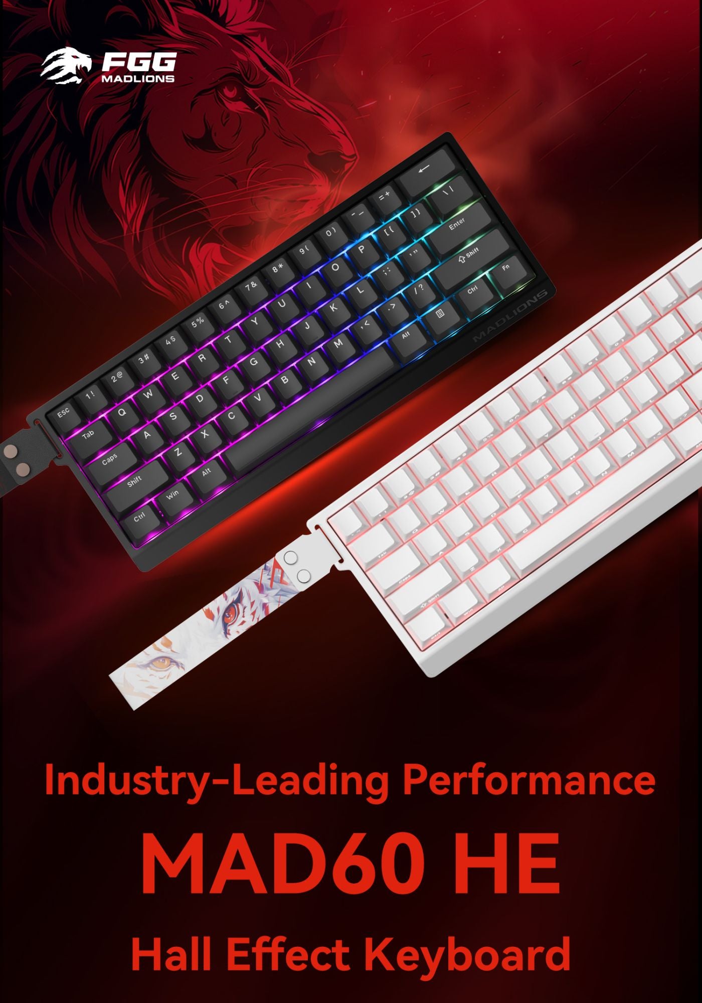 FGG MADLIONS MAD 60/68 Pro Teclado Mecânico Interruptor Magnético Com Fio 68% Teclados Gamer Gatilho Rápido Rgb Teclados Personalizados