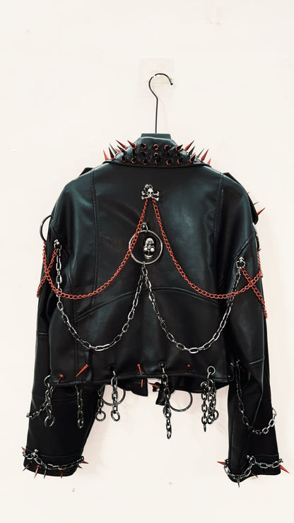 vintage Leather jacket Gothic Leather jacket Punk Leather jacketoversizeLeather jacket Rivet Leather jacket skull Leather jacket