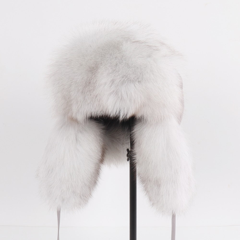 2025 Novo Chapéu Feminino Ushanka Russo de Pele de Raposa Natural Inverno Grosso Quente Orelhas Moda Chapéu Bomber Senhora Gorro Genuíno de Pele de Raposa Real