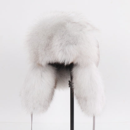 2025 Novo Chapéu Feminino Ushanka Russo de Pele de Raposa Natural Inverno Grosso Quente Orelhas Moda Chapéu Bomber Senhora Gorro Genuíno de Pele de Raposa Real