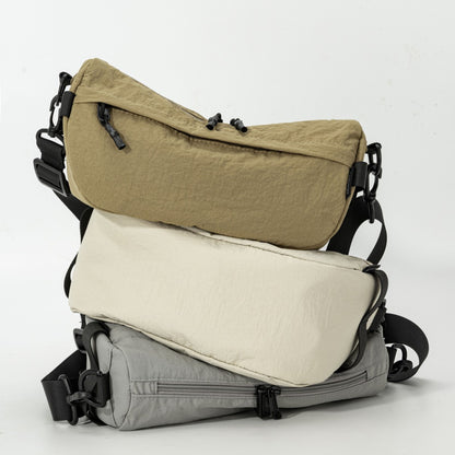 Japanese-Style Waterproof Lightweight Nylon Crossbody Bag, Lightweight Casual Multi-Pocket Unisex Phone Bag, Small Square Bag, Trendy for Hiking and Shopping