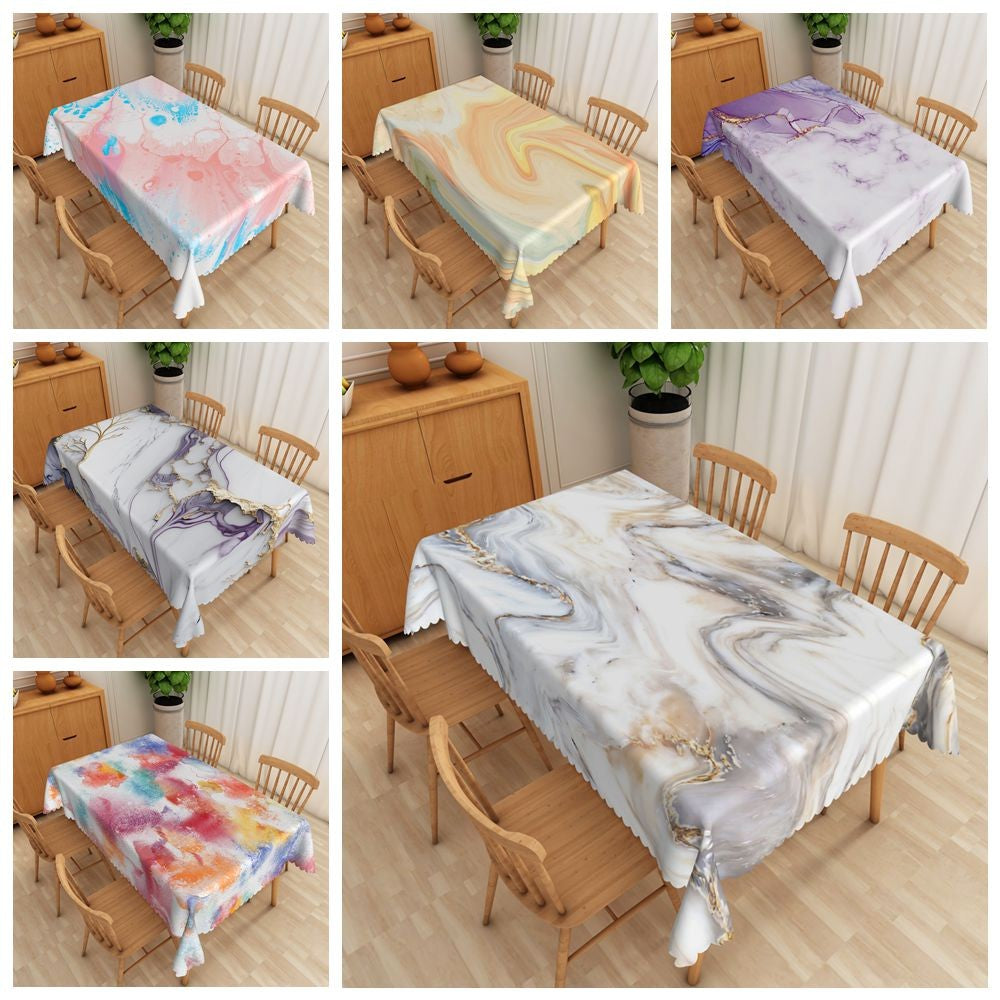 Marble Pattern Tablecloth Rectangular Polyester Dining Table Cover for Home Kitchen Restaurant Holiday Indoor/Outdoor Party
