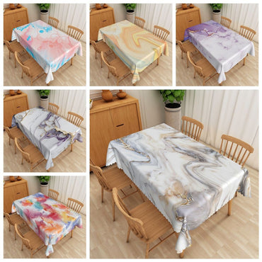 Marble Pattern Tablecloth Rectangular Polyester Dining Table Cover for Home Kitchen Restaurant Holiday Indoor/Outdoor Party