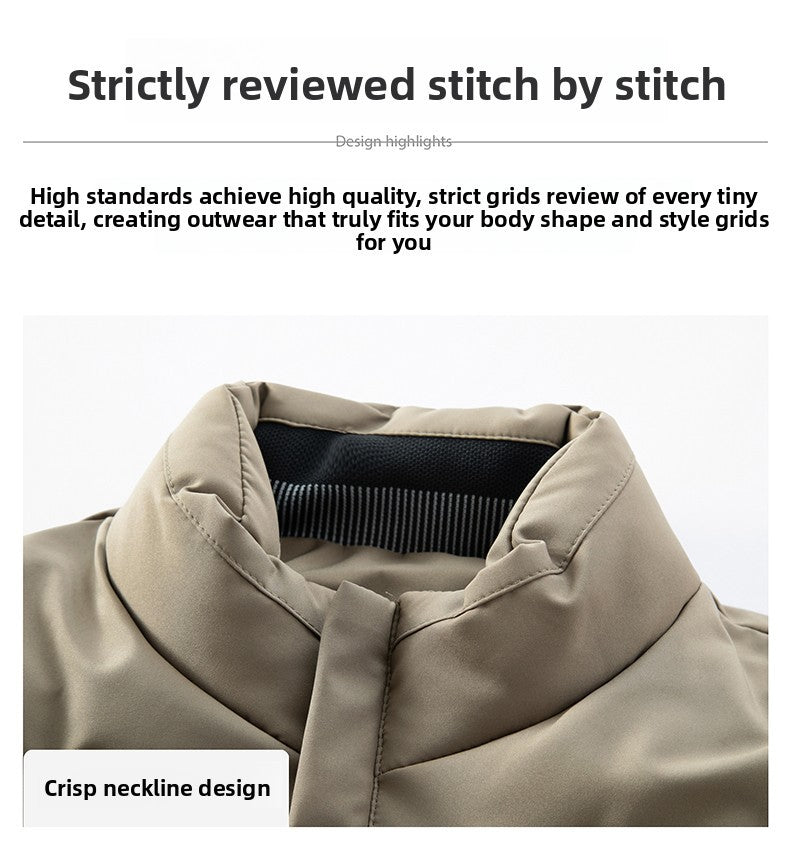 Top Grade ??????Men's Stand Collar Parka Jacket Windbreaker Coats Bubble Puffer Outerwear for Young Adults?????????????????