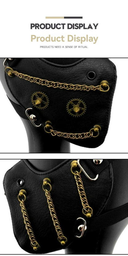 Saibo punk steampunk party protective mask personality chain Halloween adult face mask