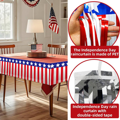 USA Flag Fringe Banner Tinsel Streamer Foil Tassel Garland For Independence Day Fourth Of July Indoor And Outdoor Decoration