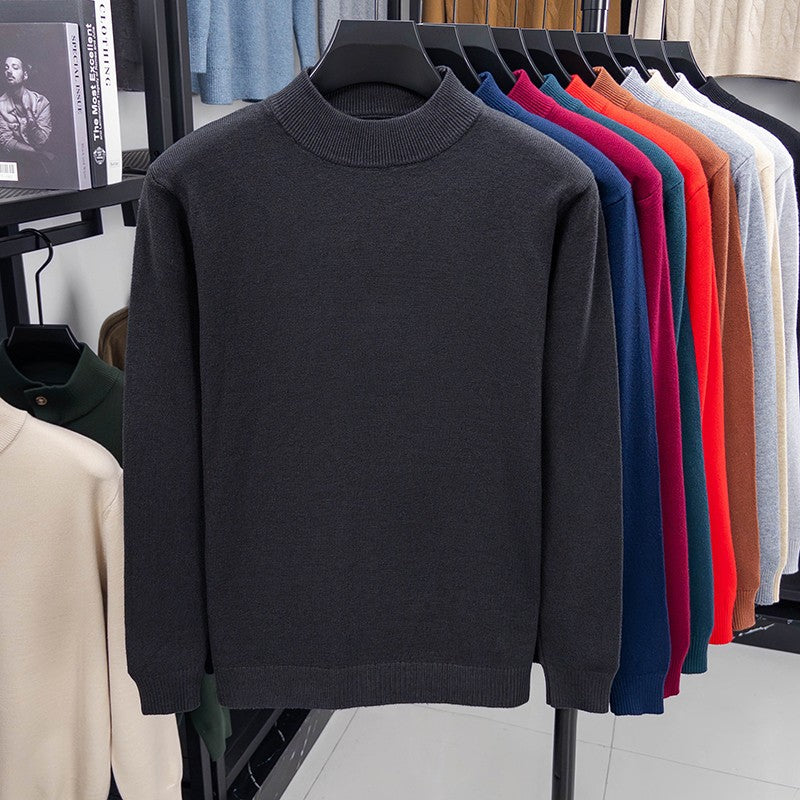 Half Turtleneck Knitwear Sweater New Autumn/Winter Mock Neck Sweatshirts Solid Color Pullovers Man Brand Casual Mens Clothing