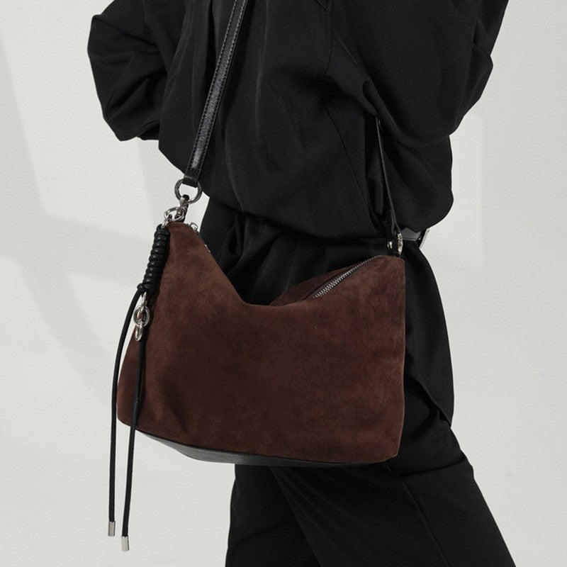 Hifashion Vintage Suede Genuine Leather Underarm Shoulder Bags For Women 2025 Luxury Designer Hobo Tote Office Ladies Handbags