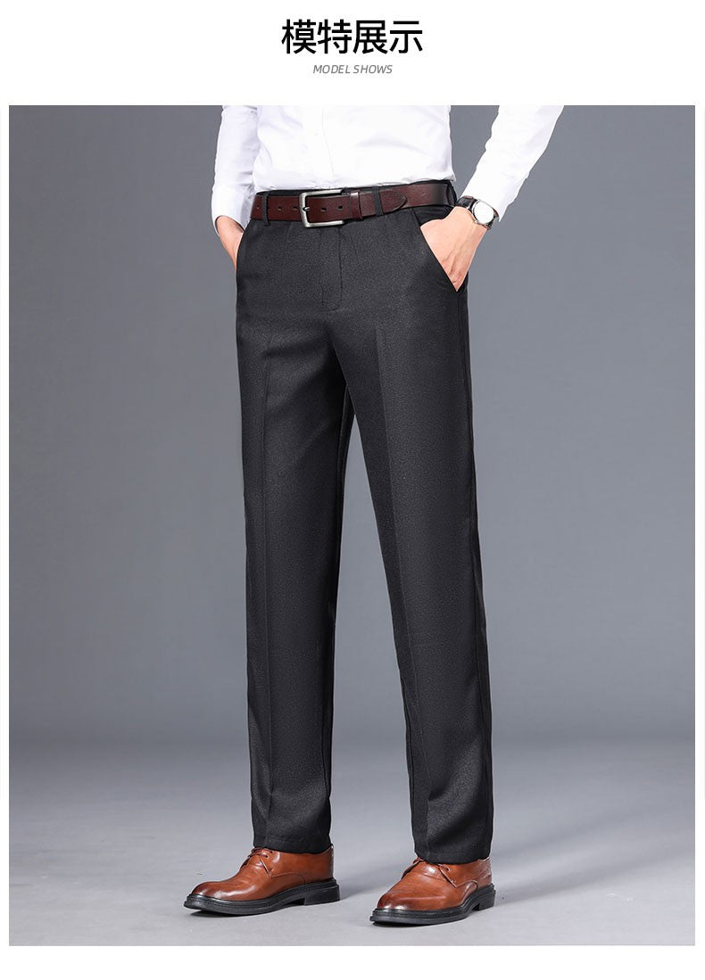 Top Quality 100% Cotton New Brand Casual Fashion Business Straight Long Dress Pants High Waist Trousers Men's Clothing