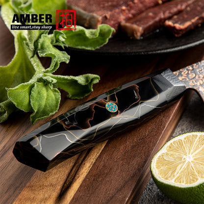 Conjunto de facas de aço Damasco japonês 37 camadas com cobre VG10, facas de cozinha, chef, bife, multiuso, frutas, para descascar, com cabo de resina de malha